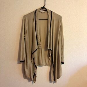 LOFT 3/4 Length Tan Cardigan Size Large Petite